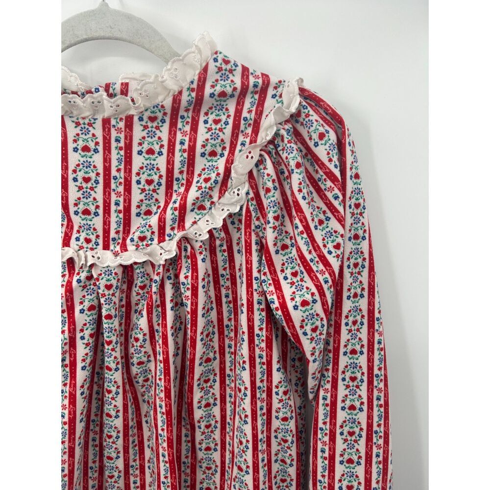 Lanz Of Salzburg Girls Nightgown Size L 10/12 Classic Red Heart Tyrolean Fleece - Picture 3 of 4
